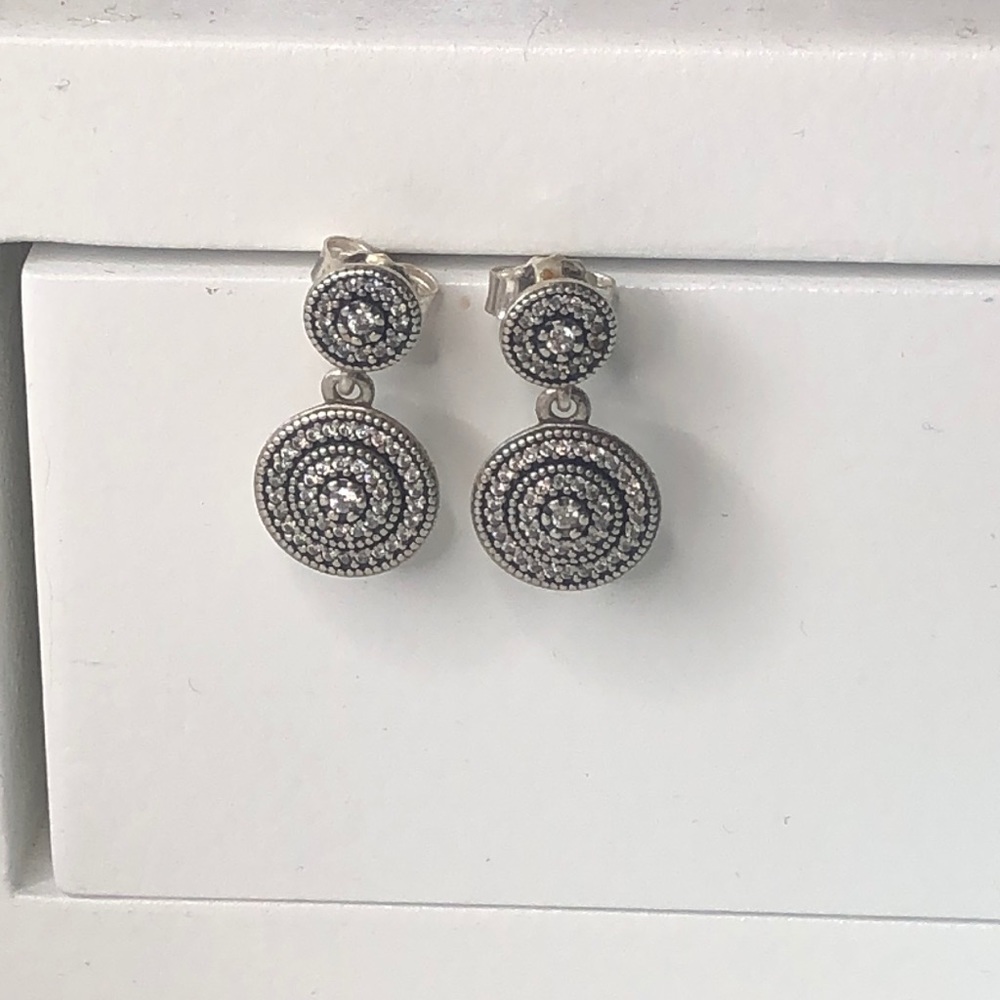 Pandora Sterling Silver Disc Dangle Earrings